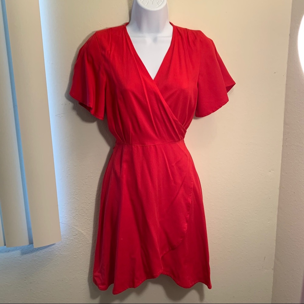 Born Native Linen Mini Wrap Dress